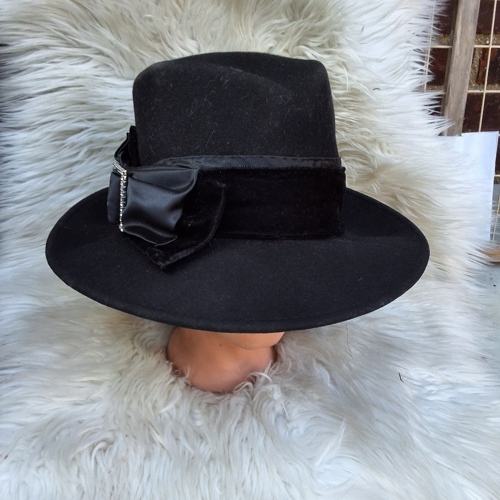 Vintage Rhinestone buckle Fair‎ Weather wool hat - Picture 4 of 10